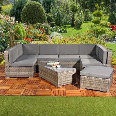 XXL Rattanmöbel Gartenset Polyrattan Lounge Gartenmöbel Sitzgruppe Schwarz Braun