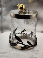 Michael Aram Pomegranate Brass , metal and Glass Kitchen Canister Medium - 8.5 "