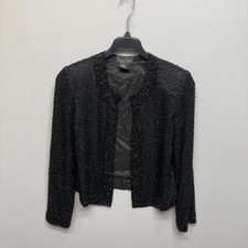 Vintage Laurence Kazar Sequin Beaded Jacket Blazer Size Medium Silk D071 -28