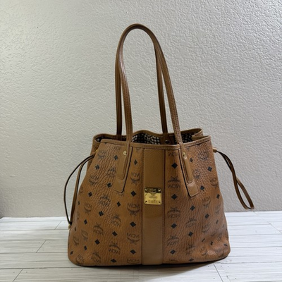 #ad MCM Liz Reversible Large Monogram Tote Bag Logo Accents Gold Hardware. $212.50