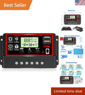 30A PWM Solar Charge Controller - Efficient Battery Management & Device Charging