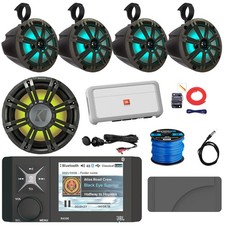 Marine Bluetooth Receiver, 4x 8" 300W Speakers, Subwoofer, Amplifier W/Kit
