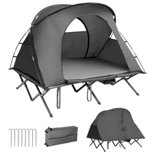 2-Person Tent Cot 4-in-1 Folding Tent with Waterproof Rainfly Self-Inflating