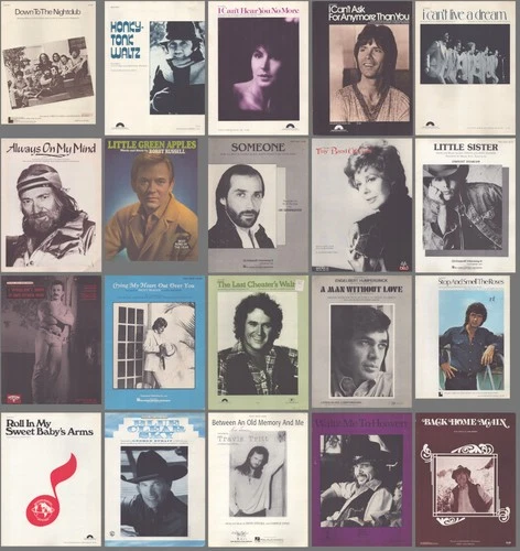 Lot of 20 POP/COUNTRY STARS 1968-1996 Vintage Sheet Music (K)