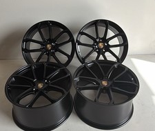 GENUINE 4x 22” PORSCHE CAYENNE ALLOY WHEELS BLACK STAGGERED 5x 130