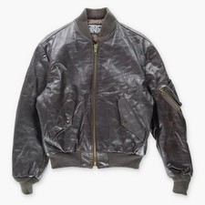 Vintage SCHOTT MA-1 Dark Brown Leather Bomber Flight Jacket USA Made (42)