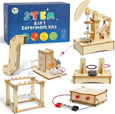 6 in 1 STEM Building Kits for Kids Ages 8-12, Wood Crafts for Boys 6-8 3D Dino