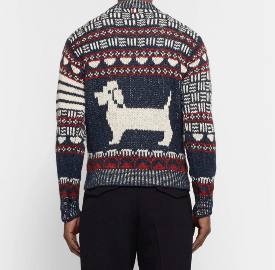 Suéter Thom Browne Hector tamanho 4, XL lã mohair ilha justa malha cachorro Irlanda - Imagem 4 de 4