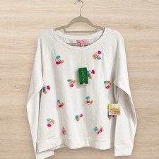 Lilly Pulitzer White Embellished UPF 50 Pullover Sweatshirt Size L NWT