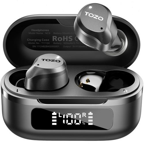 TOZO NC9 Wireless Earbuds with Hybrid ANC-Modes, IPX8 Waterproof, Refurbished
