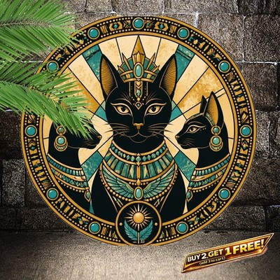 Egyptian Cat Goddess Bastet Tin Sign Ancient Mythology Wall Art
