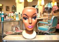 Rare Vintage 1960s Female Mannequin Head Wig Stand Styrofoam Display Bust