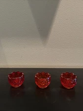 Vintage L.E. Smith Moon & Stars amberina glass Set Of Three