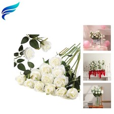 Long Stem White Silk Roses Bundle - 12PCS Beautiful Flowers for Home  Events
