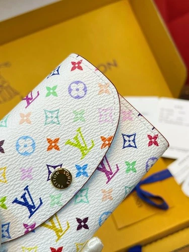 LLOUISV M13399 Multicolore Monogram White Leather Compact Flap Wallet - product listing photo