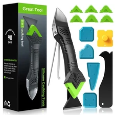 5-in-1 Caulking Tool Silicone Caulk Finishing Grout Scraper Kit + 6 Pads