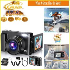 4K Digital Camera 48MP Vlogging Camera with 16X Zoom Flip Screen for YouTube ...
