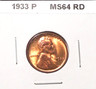 1933-P LINCOLN Cent - Choice Red Uncirculated Philadelphia Lincoln Wheat