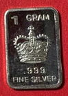Vintage "Royal Crown" .999 FINE SILVER Mini Bar! 1 Gram!
