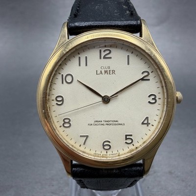Citizen Club La Mer Watch Men 33mm Cream Dial Gold Tone 2730-274890 New Battery