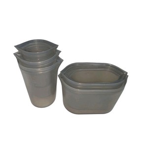 Zip Top Silicone Food Storage Bags Containers Lot Of 6 Gray Cup Set Dishes Set