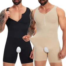 Men Bodysuit Shapewear Slim Tummy Control Compression Shirt Full Body Shaper UK