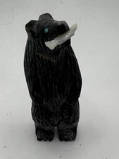 Zuni Standing Bear Fetish Avery Quandelacy Picasso Marble Fish Gift F0976*