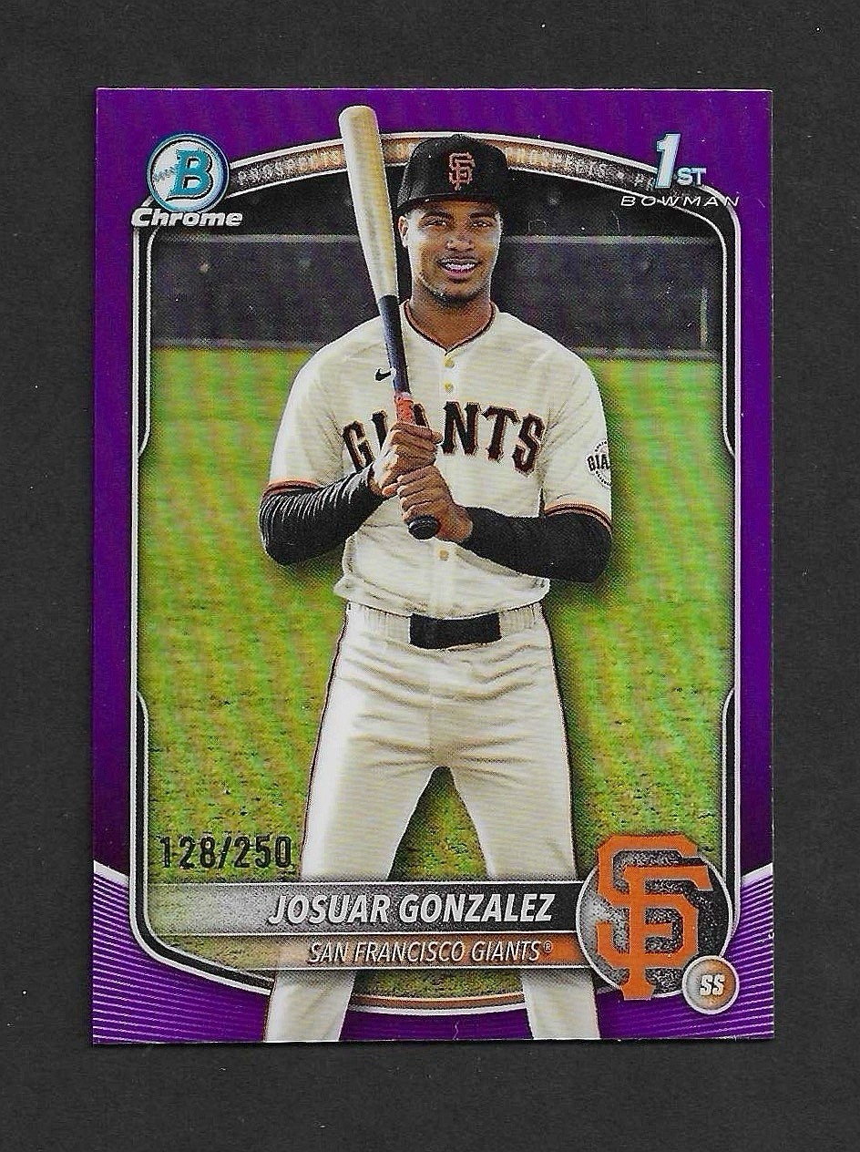 JOSUAR GONZALEZ 2025 1st Bowman Chrome TRUE Purple Refractor /250 Giants