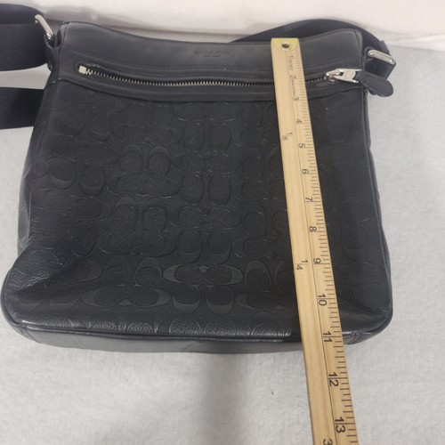 Coach Tech Cross Body Bag Signature Leather Black Logo - Picture 14 of 15