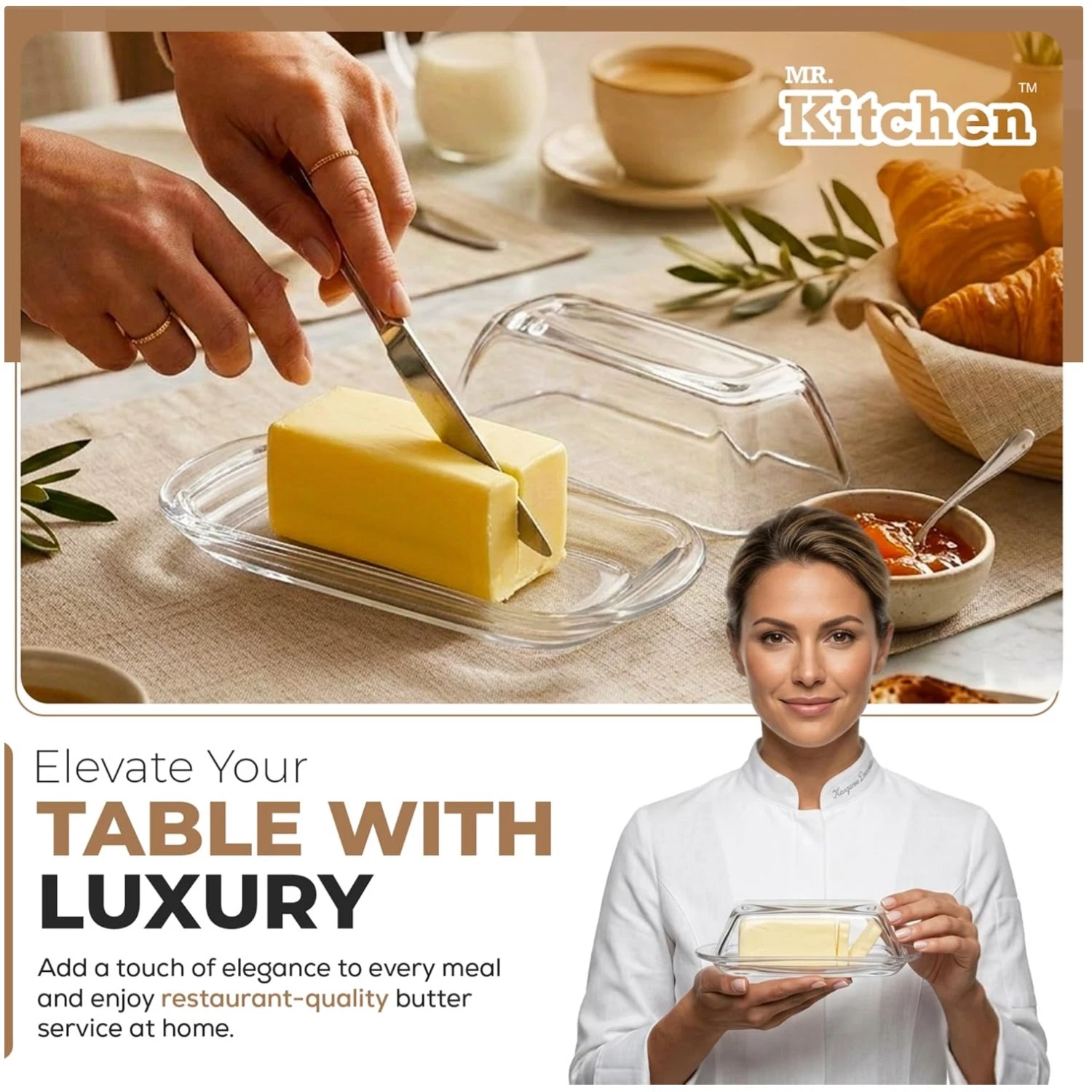 Glass Butter Dish with Lid - Countertop & Fridge Storage
Opens in a new window or tab