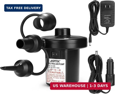 AGPTEK Electric Air Pump,Portable Air Pump with 3 Nozzles, 4.5kPa Quick-Fill,110
