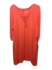 NWT Boutique Plus Size Coral 3/4 Sleeve Handkerchief Tunic Dress Size 1X