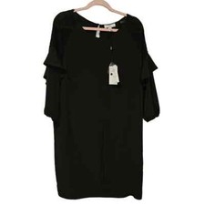 NWT H by Halston black lace flutter sheath dress