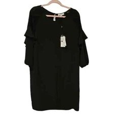 NWT H by Halston black lace flutter sheath dress