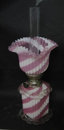 ITEM # 47 B  H-409 Antique Art Glass Green Pedestal  Miniature Oil Lamp Base - Picture 19 of 24