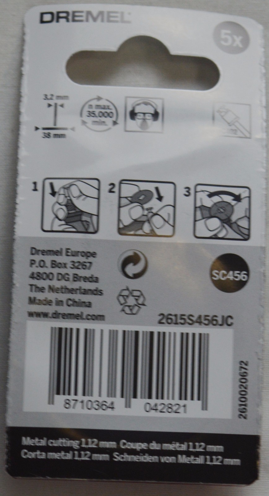 DREMEL SC456 METAL CUTTING DISCS DREMEL 456 EZ SPEEDCLIC 2615S456JC ...