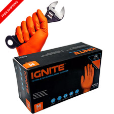 Disposable Gloves Nitrile Orange Mechanics Valeting Latex free Extra Strong
