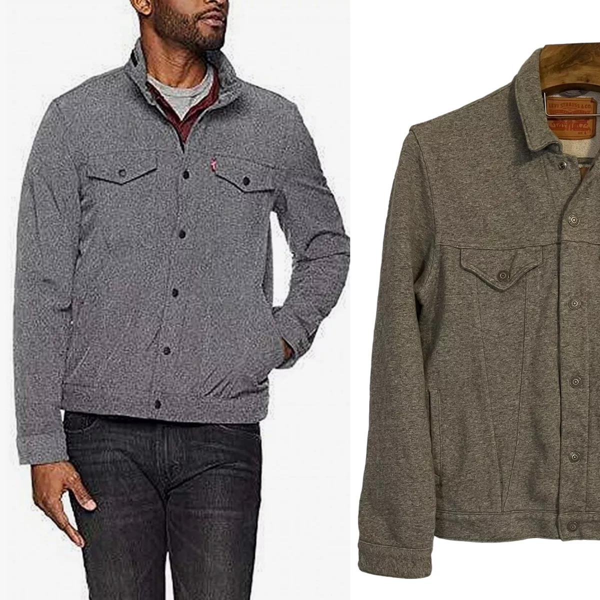 Levi s Men s Gray Heathered Soft Shell Commuter Trucker Jacket Size L