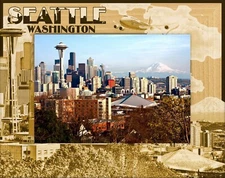 Seattle Washington Laser Engraved Wood Picture Frame Landscape (8 x 10)