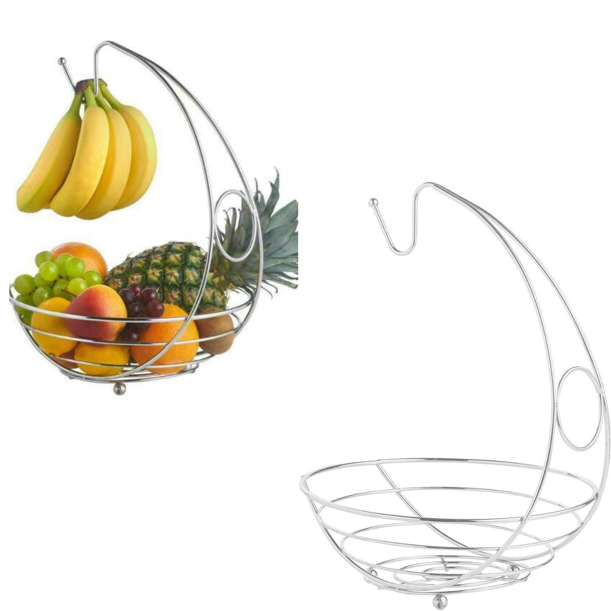 Fruit Tree Bowl Basket Stand Large Fruit Bowl Holder with Banana Hanger