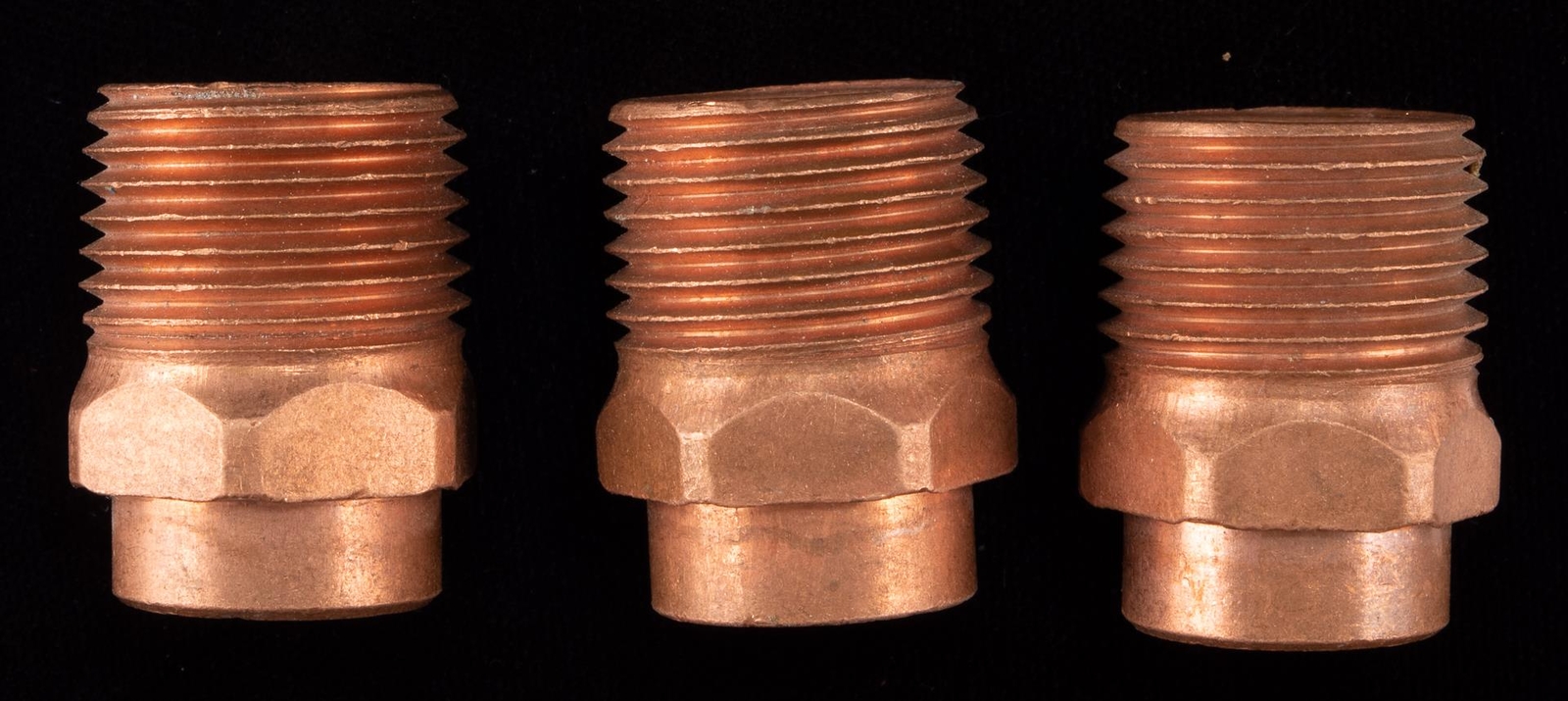 Lot 3 Copper 1/2" Fittings Threaded Male Adapters New