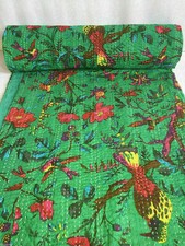 Indian Handmade Quilt Vintage Kantha Bedspread Throw Cotton Blanket Gudari Twin 