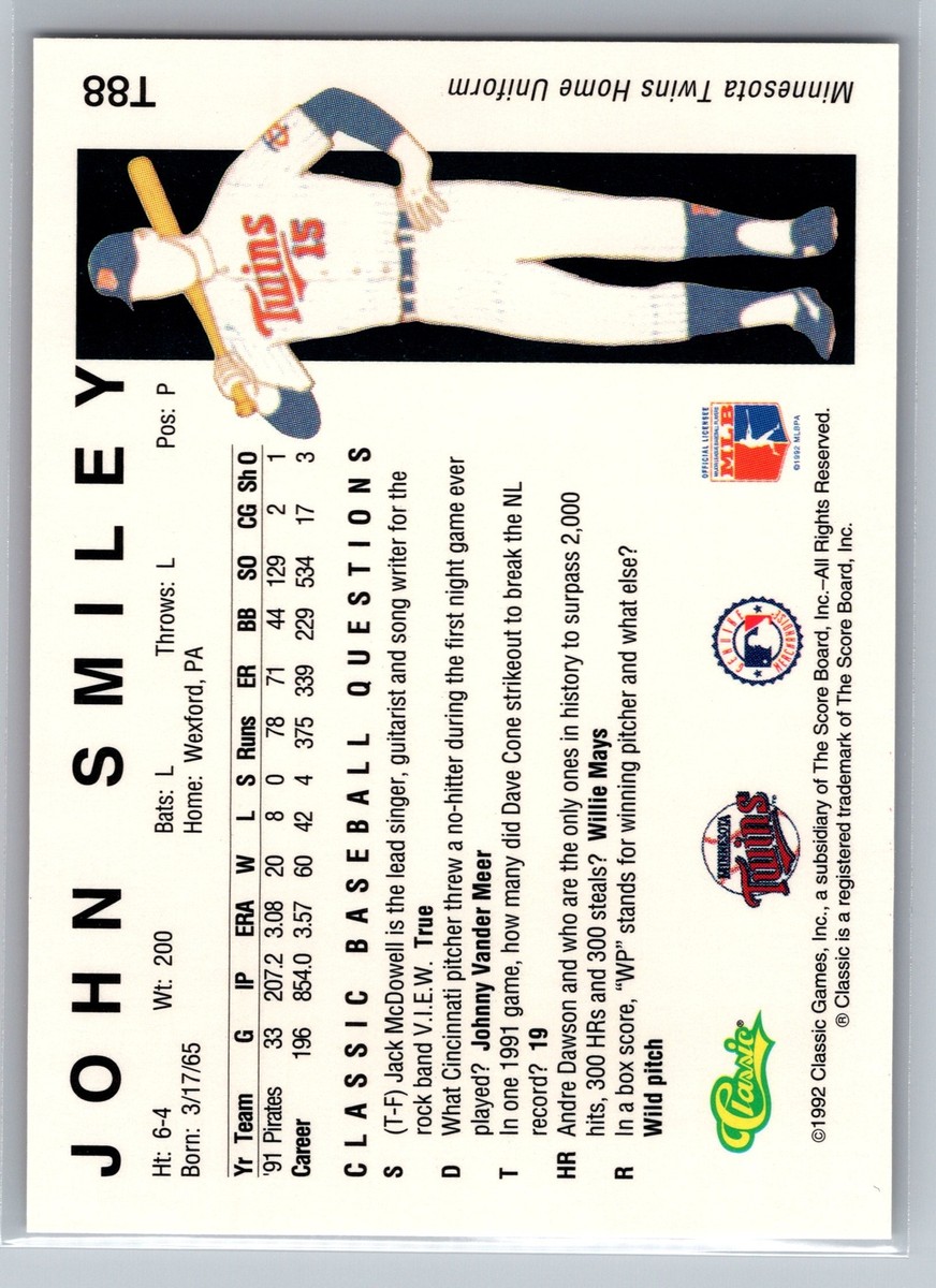 1992 Classic II #T88 John Smiley Minnesota Twins | eBay