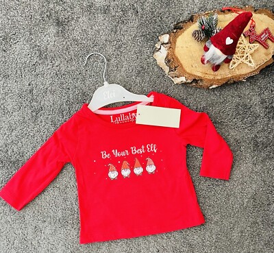  Baby Boy  Girl Red 3-6 Months Gnome Gonk Santa Elf Sweatshirt Top Jumper  Xmas