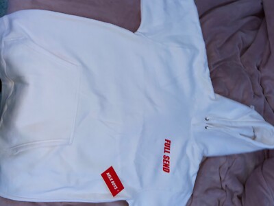 Full Send Nelk Boys White Hoodie with red embroidery Mens Size L