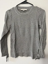 LOFT Soft White Petites Button Sleeve Peasant Blouse Women’s Size XSP Striped