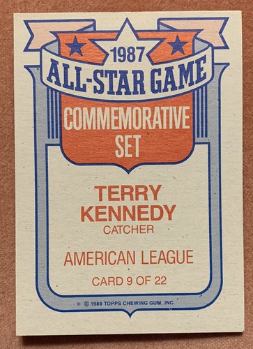 1988 Topps Baseball 1987 All Star Commemorative # 9 Terry Kennedy - Picture 2 of 2