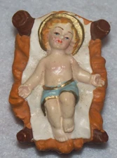 VINTAGE ITALY BABY JESUS IN MANGER CHRISTMAS NATIVITY MANGER SCENE FIGURINE