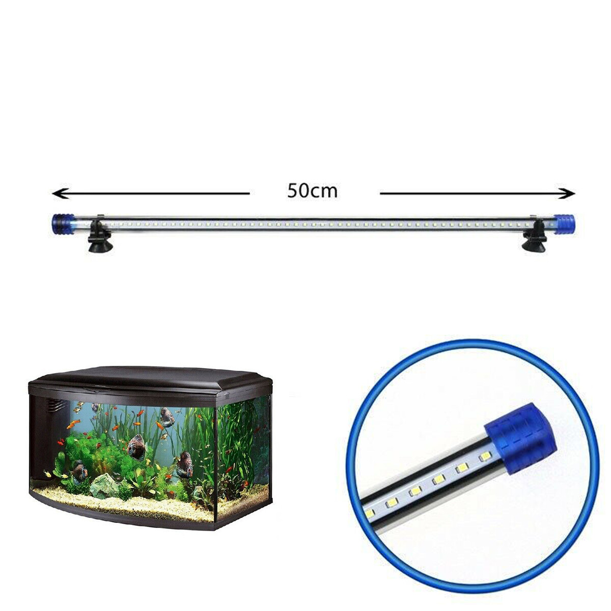 Barre LED Lampe Aquarium Étanche Immersion Lumière Blanche 50CM