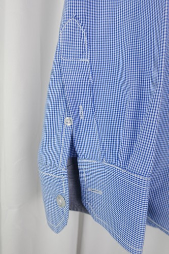 Bohio Blue Gingham Check Long Sleeve Button Down Shirt XL Island Vibe - Picture 5 of 10